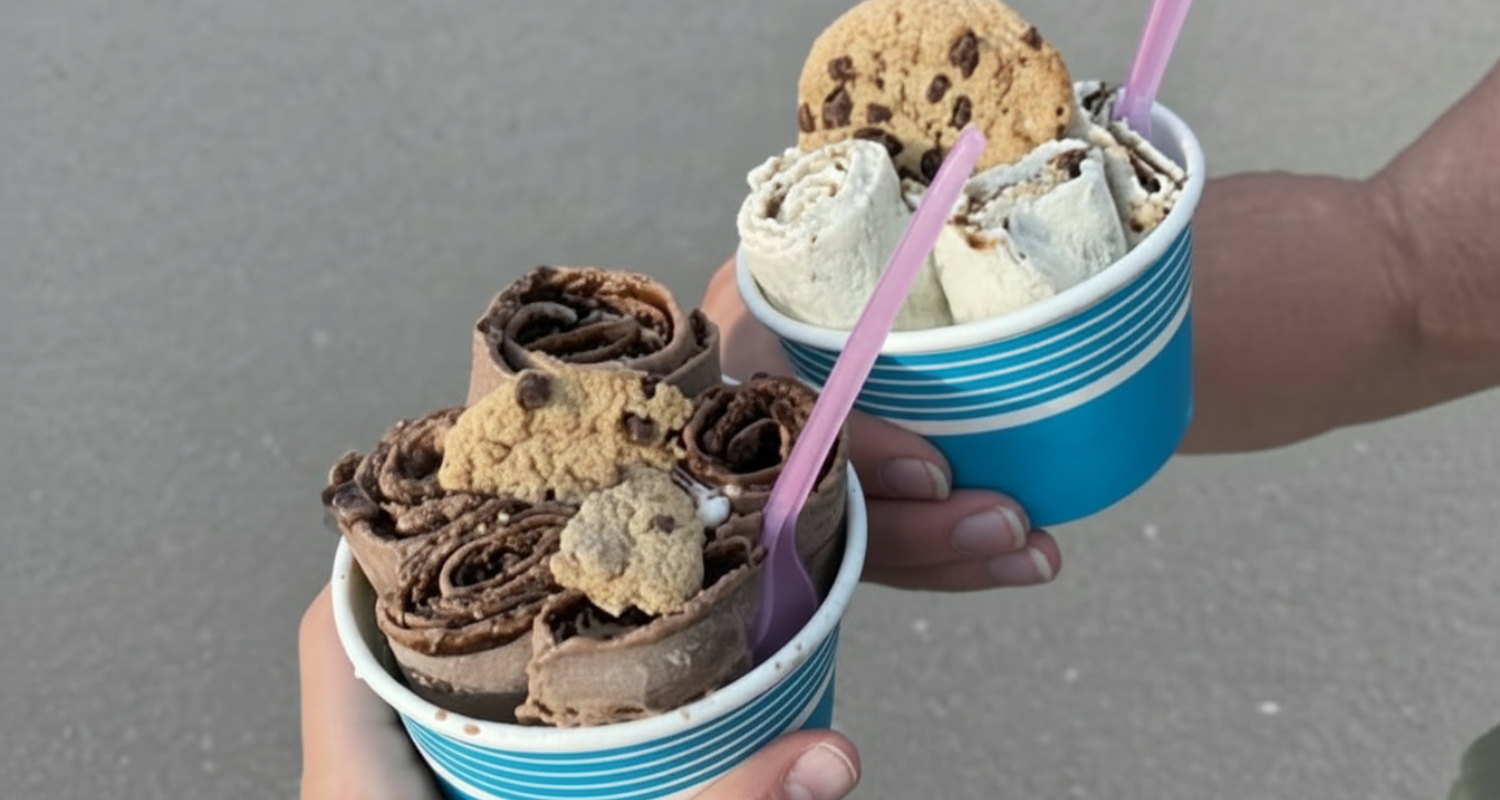 Polar Bites Seasonal Dessert Stand – Sioux Falls, SD Front view of Polar Bites, a seasonal ice cream and shaved ice business operating from a custom container structure in Sioux Falls.